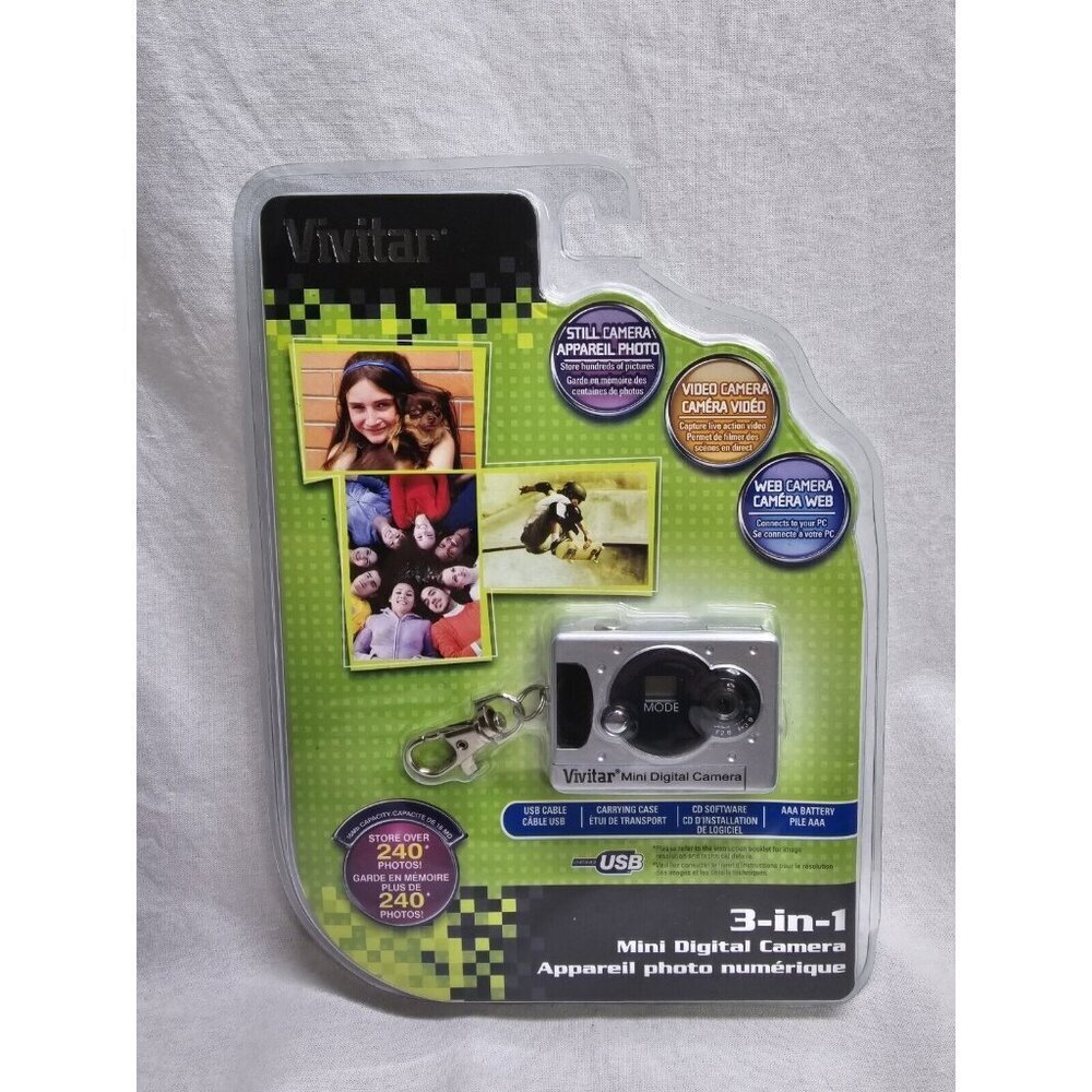Vivitar: 3 In 1 - Mini Digital Camera - Brand New - Photo, Video, Web Cam-Silver